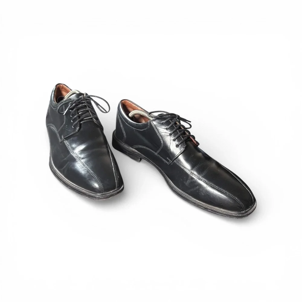 Rockport Mens Black Leather Cap Toe Lace Up Dress Shoes‎ Adiprene Size 10.5